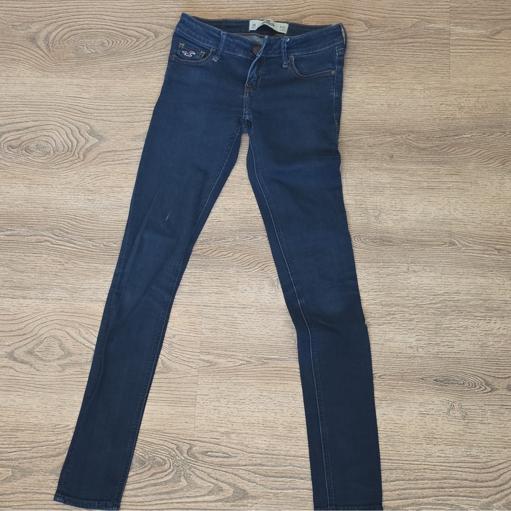 Hollister Women's Dark Wash Skinny Jeans W24 L31 Stretch Blue Denim